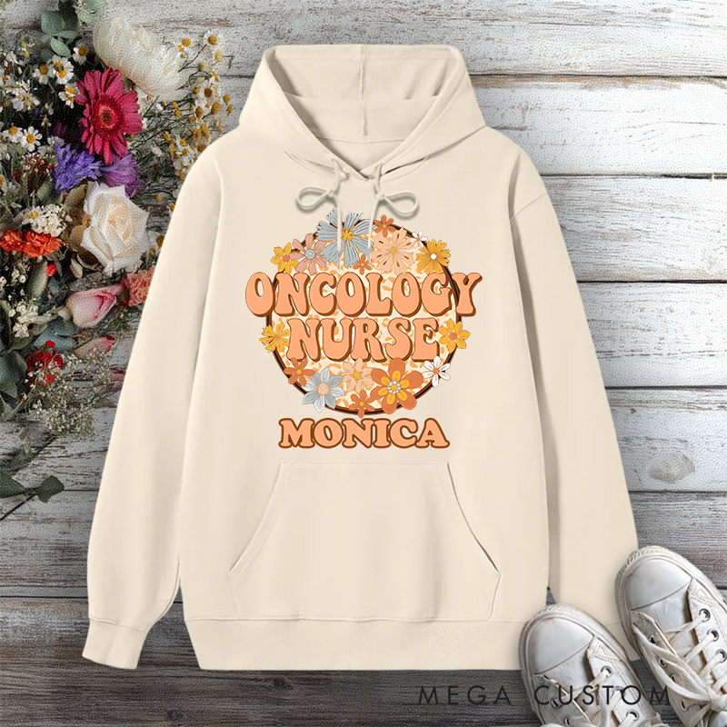 Personalized Hoodies for Nurse Oncology Nurse Compassion in Bloom Design Hoodies International Nurse Day Gift