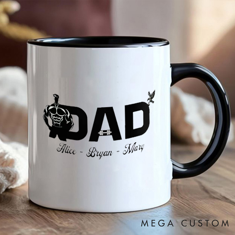 Personalized Dad Fitness Coffee Mug with Gym Loving Dads Gift Motivational Coffee Cup for Fitness Enthusiasts Bodybuilders and Gym Lovers