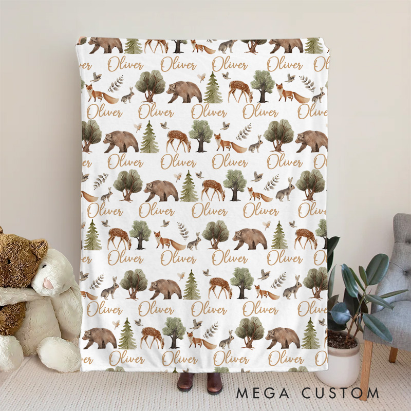 Personalized Jungle Animals Pattern Baby Blanket Featuring Vibrant And Playful Jungle Animal Designs Baby Blanket  