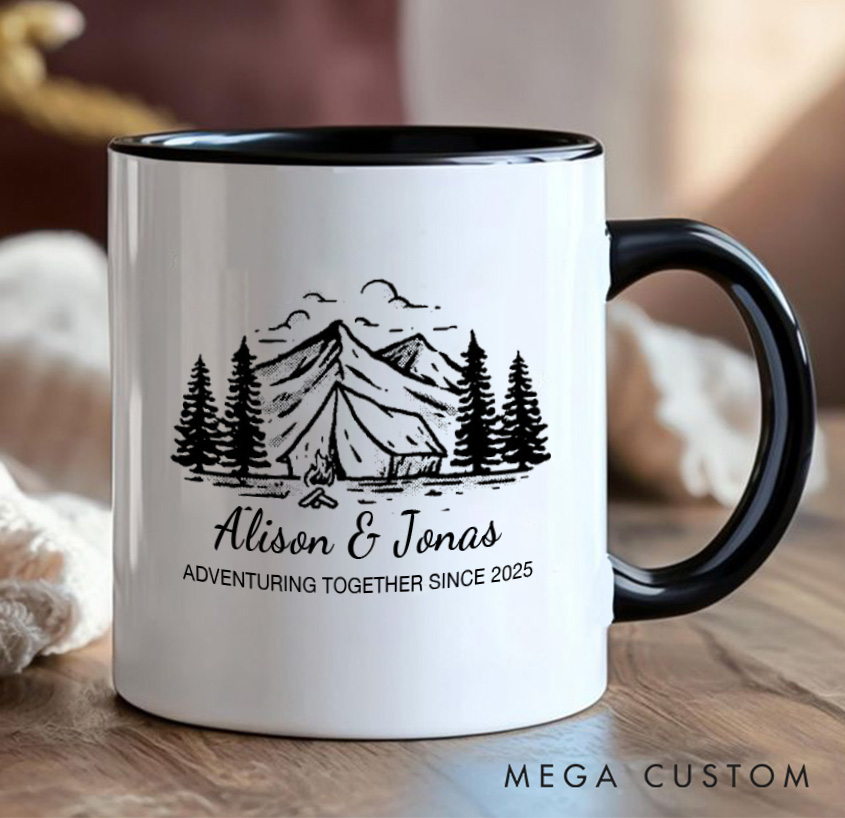 Personalized Adventuring Together Mug Camping Hiking Couple Mug Gift for Outdoors Nature Lovers