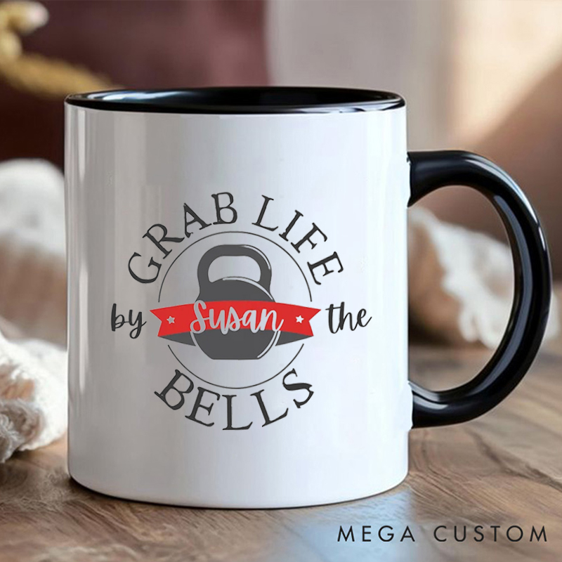 Personalized Kettlebell Coffee Cup Mug with Custom Name Gift Motivational Coffee Cup for Fitness Enthusiasts Bodybuilders and Gym Lovers