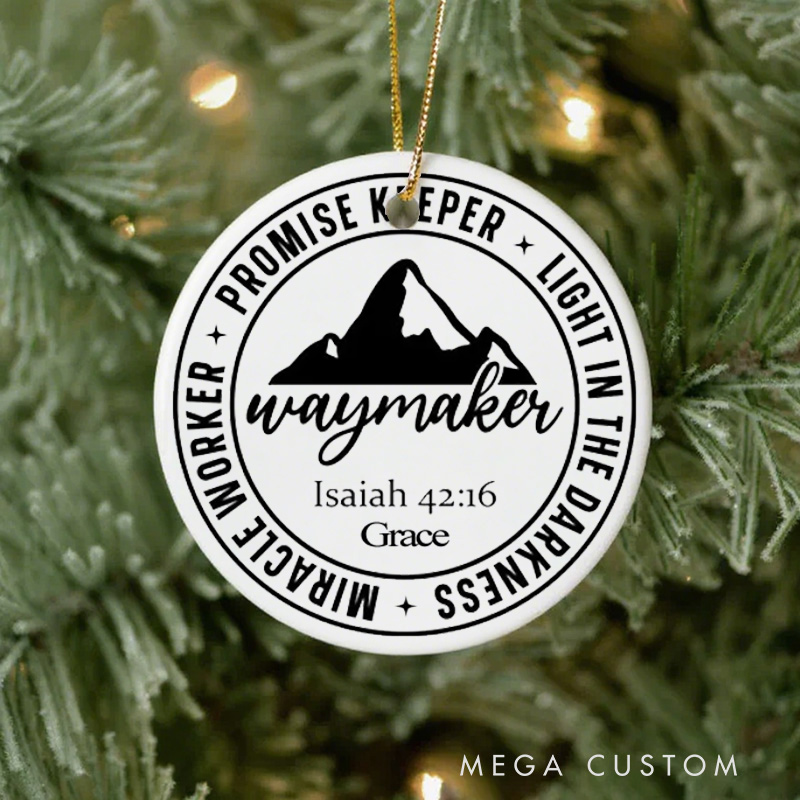 Personalized Isaiah 42:16 Mountain Ceramic Ornament with Name Church Christening Religious Gift Bible Verse Gifts 