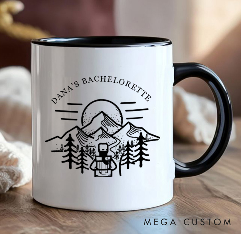 Personalized Hiking Bachelorette Trip Mug Camping Mountain Couple Mug Gift for Outdoors Nature Lovers