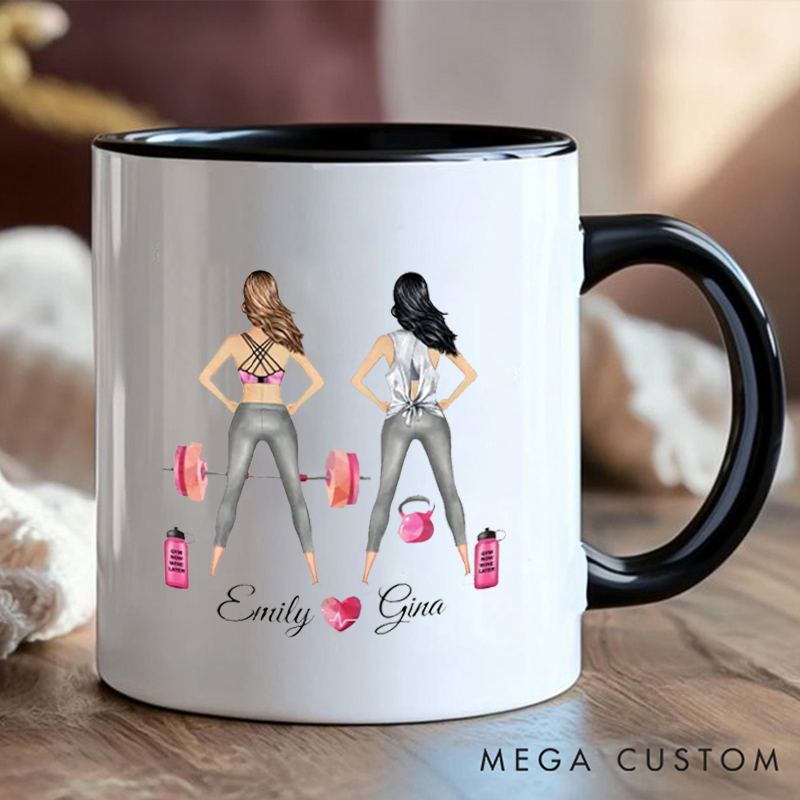 Personalized Squat Gym Buddy Coffee Cup Mug with Double Sided Gift Motivational Coffee Cup for Fitness Enthusiasts Bodybuilders and Gym Lovers