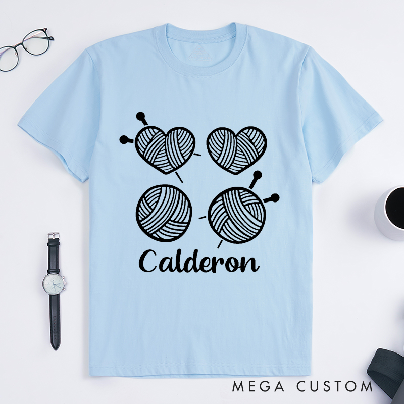 Personalized Knitting Classic T-Shirts Gift for Knitting Lovers Funny Yarn Design Shirt Cute Knitting Tee