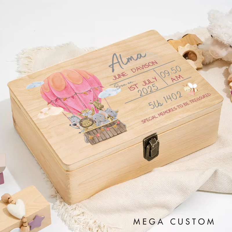Personalised Keepsake Box for Newborn Baby Baby Girl Name Weight Gift