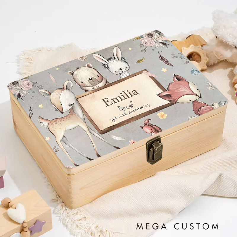 Personalised Wooden Baby Keepsake Box Birthday Gift for Baby Nursery Gift
