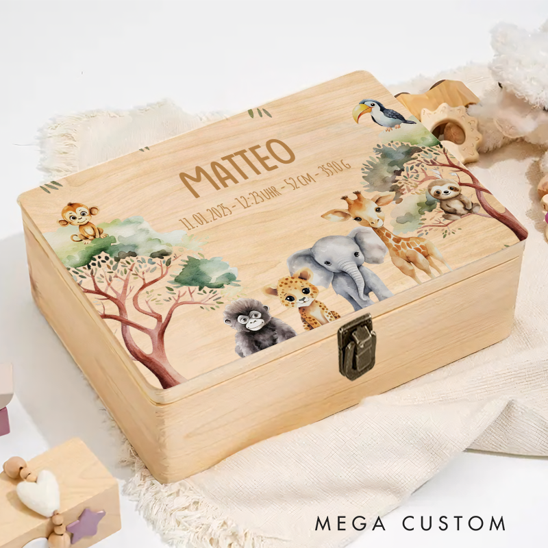 Personalized Baby Memory Box for Storing and Decorating Gift Idea for Baptism or Birth