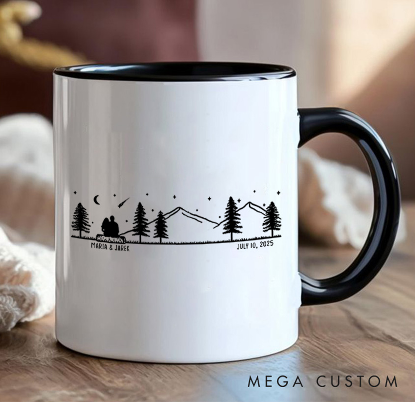 Personalized Couple Stargazing Camp Mug Mountain Hiking Mug Gift for Outdoors Nature Lovers