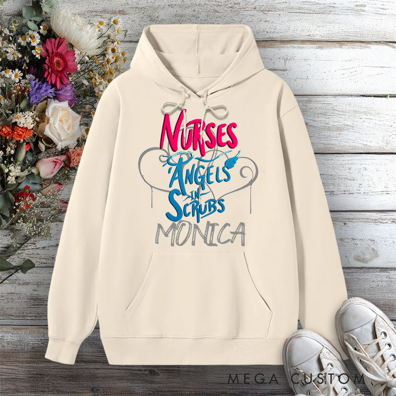 Personalized Hoodies for Nurse Angels in Scrubs Design Hoodies International Nurse Day Gift