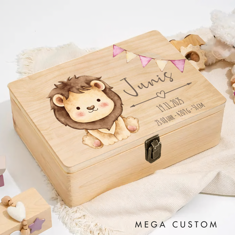 Personalized Baby Animal Memory Box Baptism Gift for Boys and Girls
