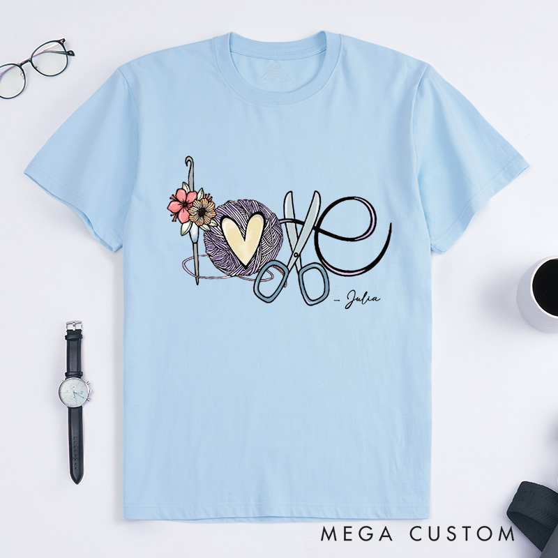 Personalized Love Crochet Classic T-Shirts Funny Crochet T-Shirt Crochet T-Shirt Crochet Hobby Gift Knitting Lover Gift Crochet Shirt Women Gift for Women