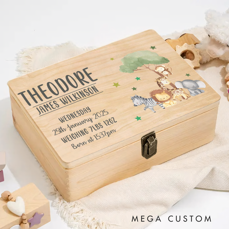 Personalised Keepsake Box for Newborn Baby Special Memories Baby Wooden Box
