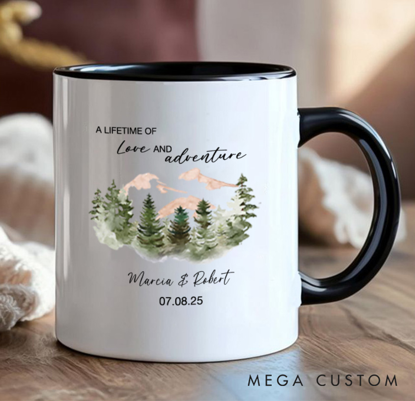 Personalized Mountain Camping Mug Couple Adventure Mountains Hiking Mug Gift for Outdoors Lovers