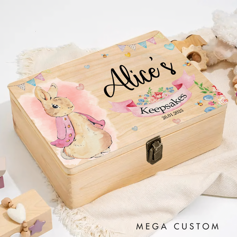 Personalised Wooden Keepsake Box Girl Baby Shower Gift Birthday Gift for Baby