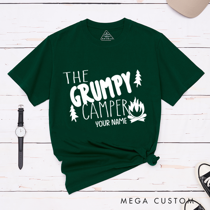 Personalized The Grumpy Camper T-Shirt Mountain Group Camping Hiking Travel Shirt Adventurers Lovers Gift