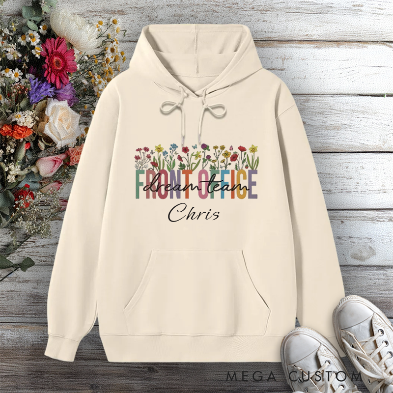 Personalized Hoodies for Front Office Staff Floral Design Thoughtful Gift for Office Team