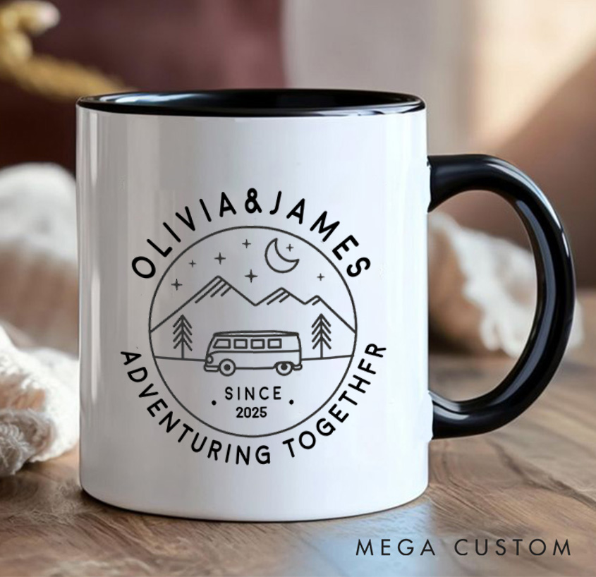 Personalized Twilight Mountain Adventuring Together Mug Hiking Camping Cup Gift for Travel Outdoors Lovers