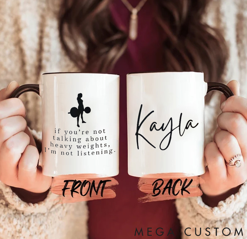 Personalized Heavy Weights Coffee Cup Mug with Funny Gym Quote for Fitness Enthusiasts Bodybuilders and Gym Lovers