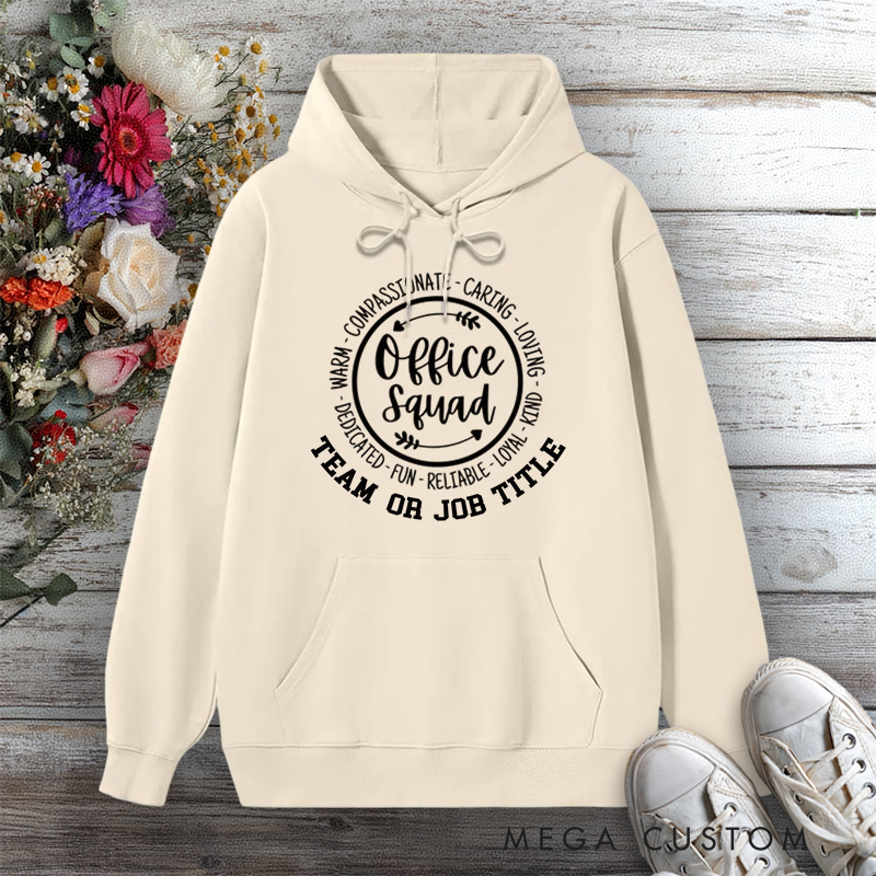 Personalized Hoodies for Office Squad Circular Word Design Team or Job Title Edition Gift for Office Worker