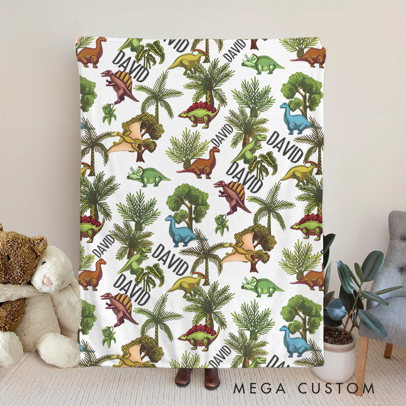 Personalized Tropical Leaves Baby Blanket Highlighting Vibrant Tropical Leaf Patterns Baby Blanket