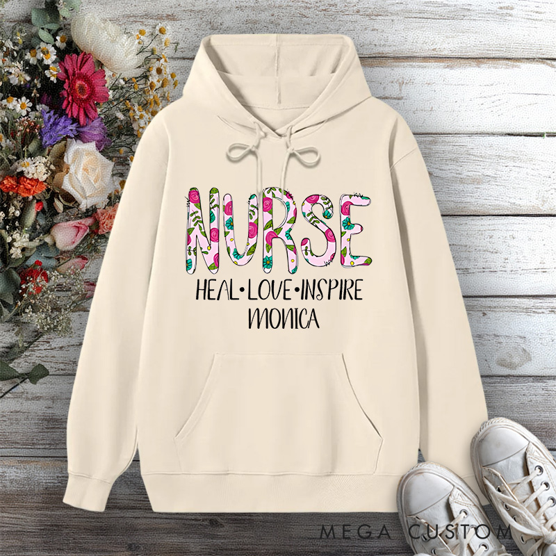 Personalized Hoodies for Nurse Heal Love Inspire Design Hoodies International Nurse Day Gift