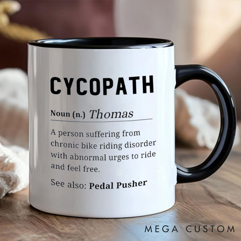 Personalized Cycopath Coffee Cup Mug with Funny Cycling Definition for Outdoor Adventures Riding Cycling Biking Enthusiasts