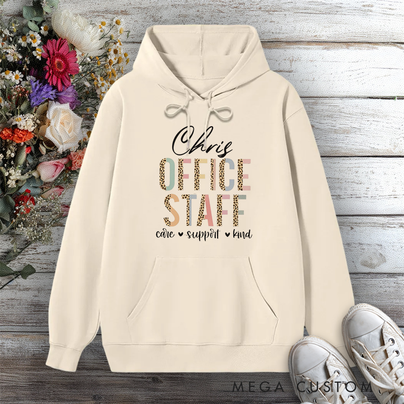 Personalized Hoodie Office Staff Care Support Kind Leopard Print Design Gift for Office Worker
