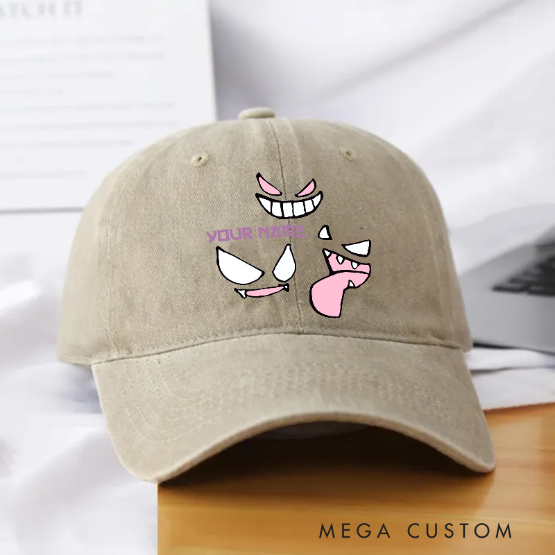 Personalized Gamer Ghost Type Unisex Cap Video Game Hat Baseball Hat Trucker Hat for Gamers Anime Lovers 90s Japanese Style