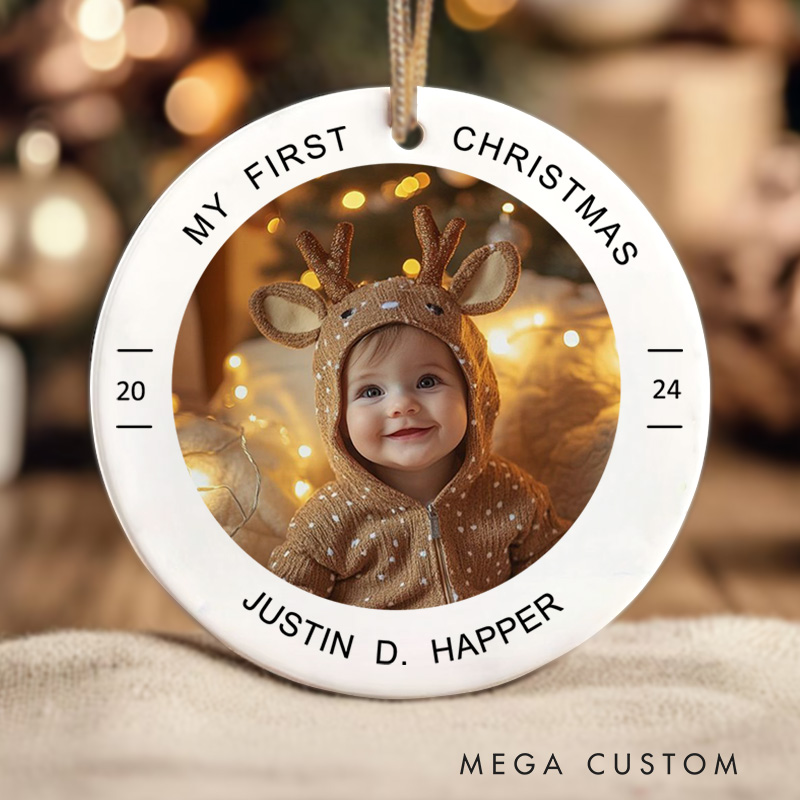 Personalized Baby Photo First Christmas Ornament Funny Baby Gift