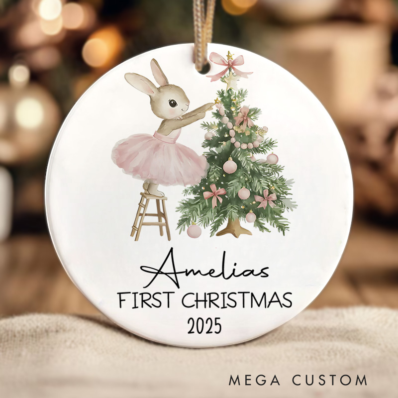 Personalized Ballet Bunny Baby's First Christmas Ornament New Baby Gift
