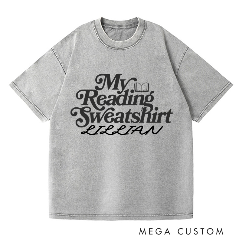 Personalized My Reading Sweatshirt Washed T-Shirts Reading Shirt Customized Name Shirt Book Tee Gift for Book Lover