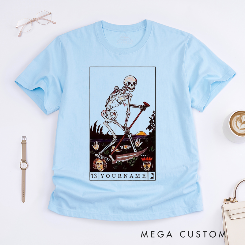 Personalized Tarot Lovers Classic T-Shirts Death Skeleton Tarot Card T shirt Aesthetic  Gothic vintage t shirt 90s T-shirts Death of Emotion