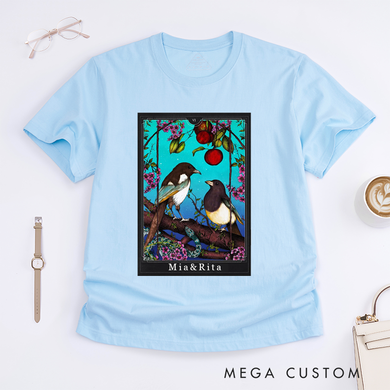 Personalized Tarot Lovers Classic T-Shirts The Lovers Giclée Print Tarot Card  Occult Art  Magpie Illustration Gothic Art Gift Clothing