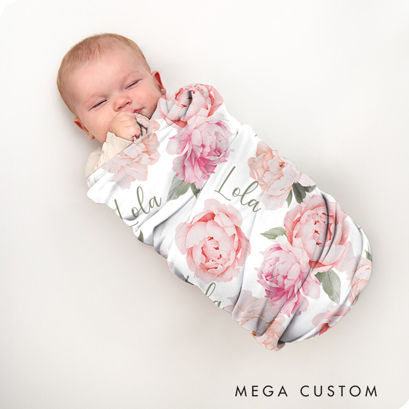 Personalized Rose Pattern Baby Blanket Showcasing Elegant Roses With A Soft And Stylish Look Baby Blanket