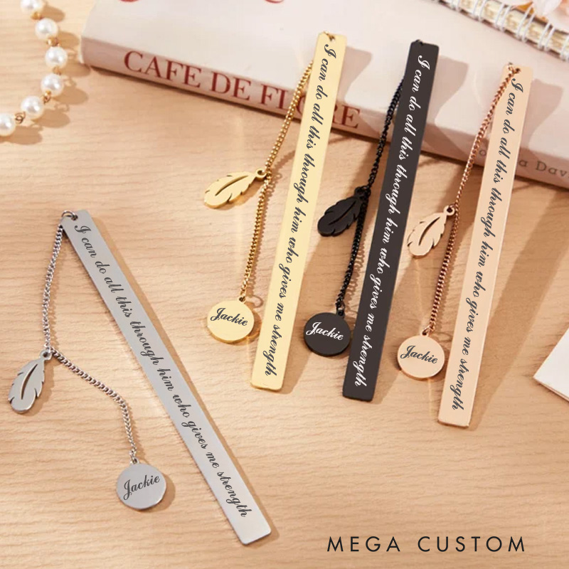 Personalized Bible Verse Bookmarks Metal Christian Bookmark with Laser Engraved Biblical Passages Christian Gift