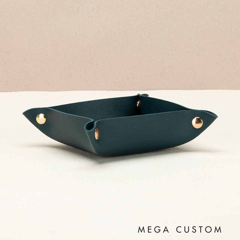 Personalized Cross Leather Tray with Name and Date Accessory Gift for Christian Religious Gift Confirmation Gift