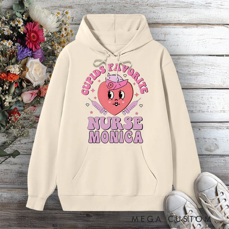 Personalized Hoodies for Nurse Cupid's Favorite Nurse Design Hoodies International Nurse Day Gift