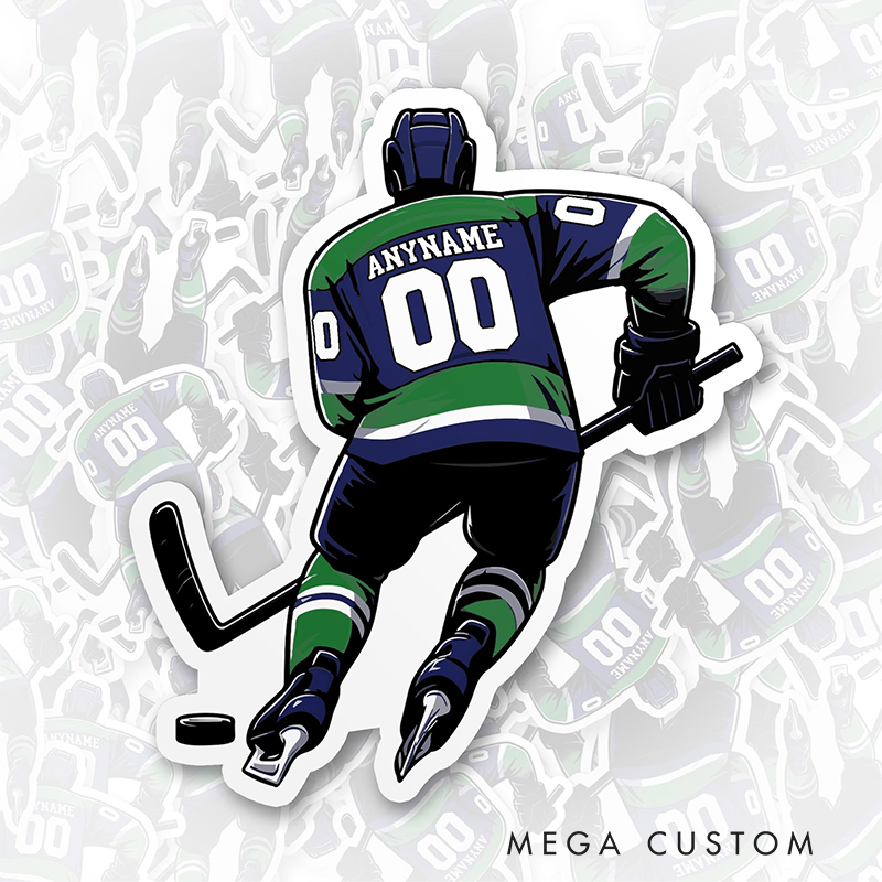 Personalized Hockey Stickers with Custom Player Name And Number