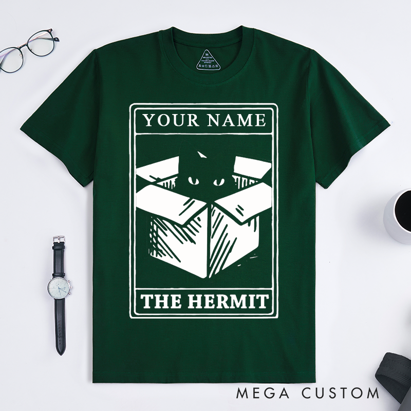 Personalized Tarot Lovers Classic T-Shirts Cat Tarot Hermit Classic T Shirt Kitty in Box Gift for Cat Lovers Unique Mystical Birthday Present