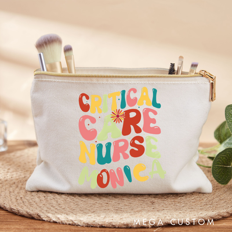 Personalized Makeup Bag for Nurse Critical Care Nurse Design Fashion Cosmetic Bag Gift