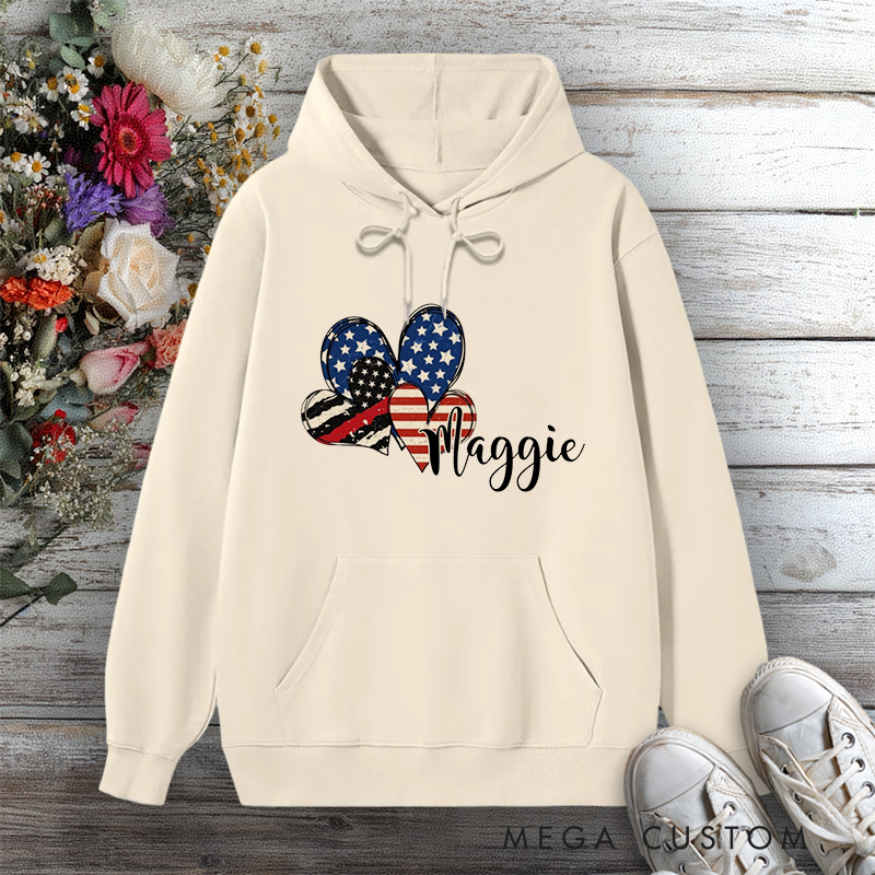 Personalized Hoodie Firefighter Heart Themed Design Gift for Firefighters and Their Loved Ones