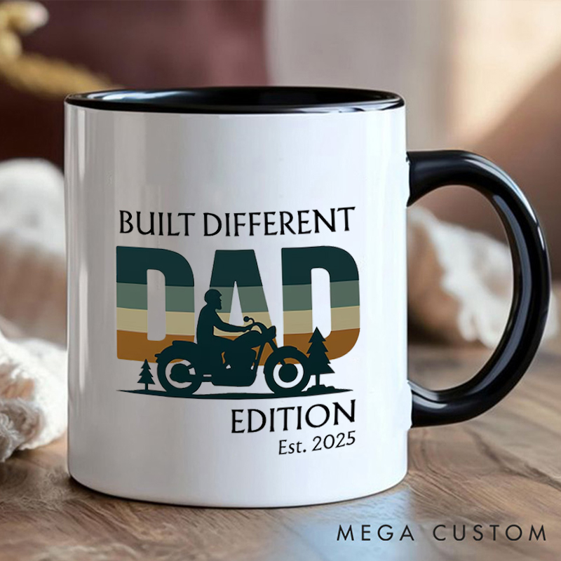 Personalized Dad Edition Ceramic Coffee Cup Mug with Motorcycle for Outdoor Adventures Riding Cycling Biking Enthusiasts