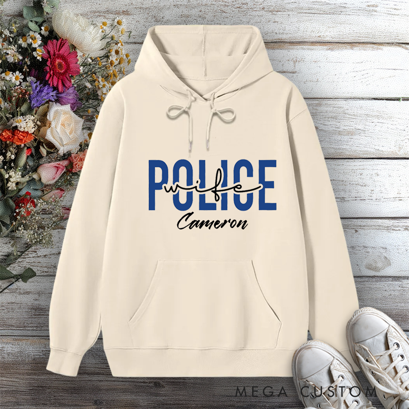 Personalized Police Wife Hoodie with Bold Text Design Gift for Police Officers Police Wife
