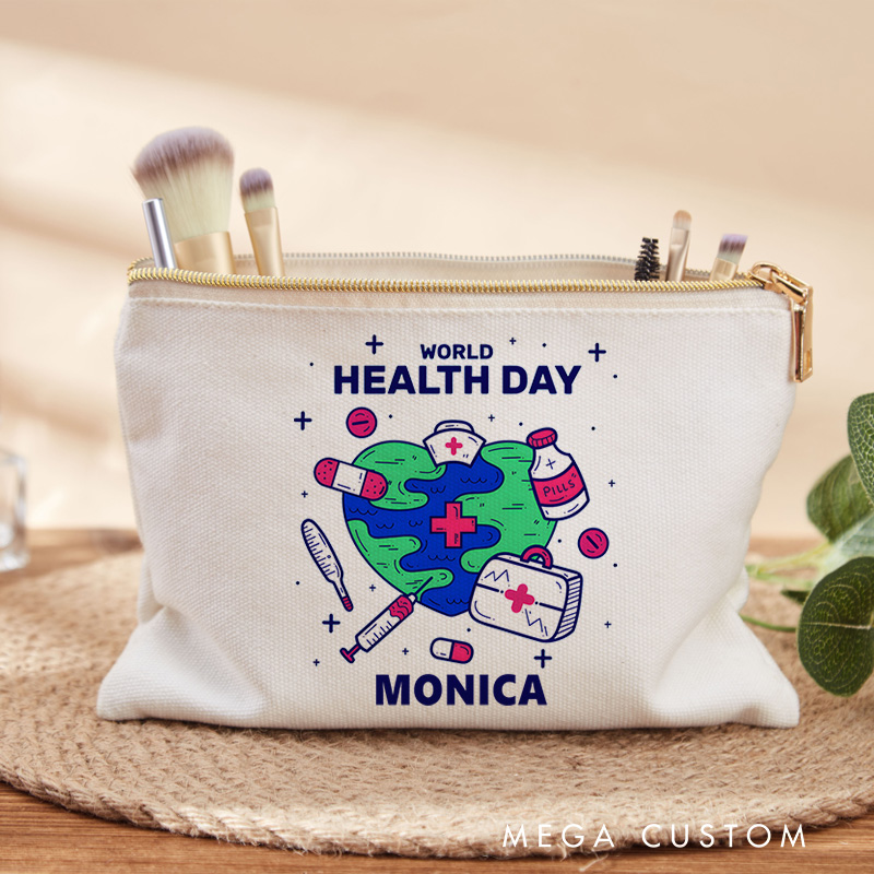 Personalized Makeup Bag for Nurse World Health Day Design Fashion Cosmetic Bag Gift