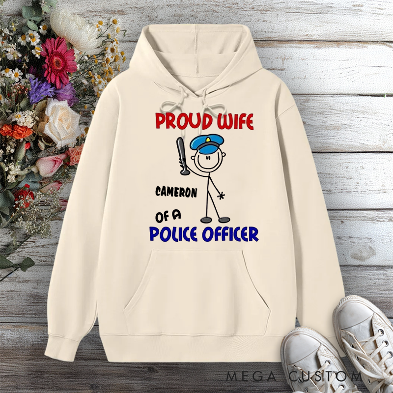 Personalized Police Wife Cartoon Hoodie Proud Wife of a Police Officer Design Gift for Police Officers Wife