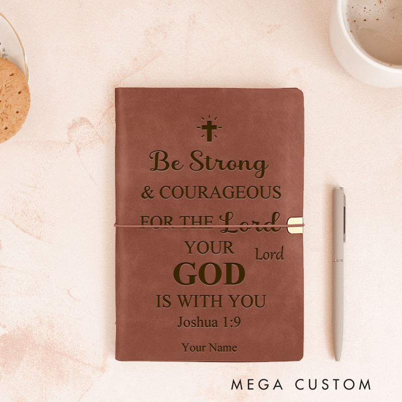 Personalized Joshua 1:9 Prayer Journal Wrap Leather A6 Prayer Bible Notebook with Name Custom Religious Journal Christmas Gift for Christian