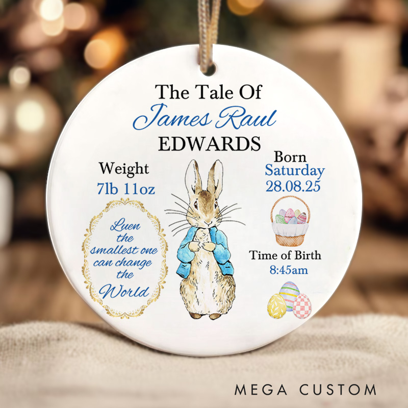 Personalized Peter/Flopsy Rabbit Baby Christmas Ornament Keepsake Gift for Christening