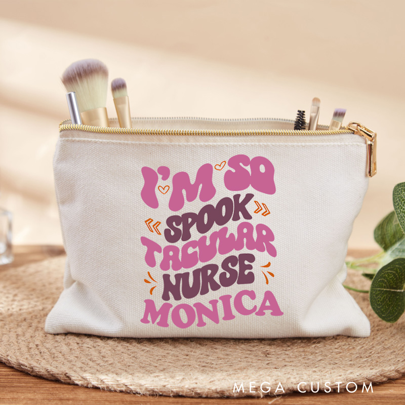 Personalized Makeup Bag for Nurse I'm So Spooktacular Nurse Design Fashion Cosmetic Bag Gift