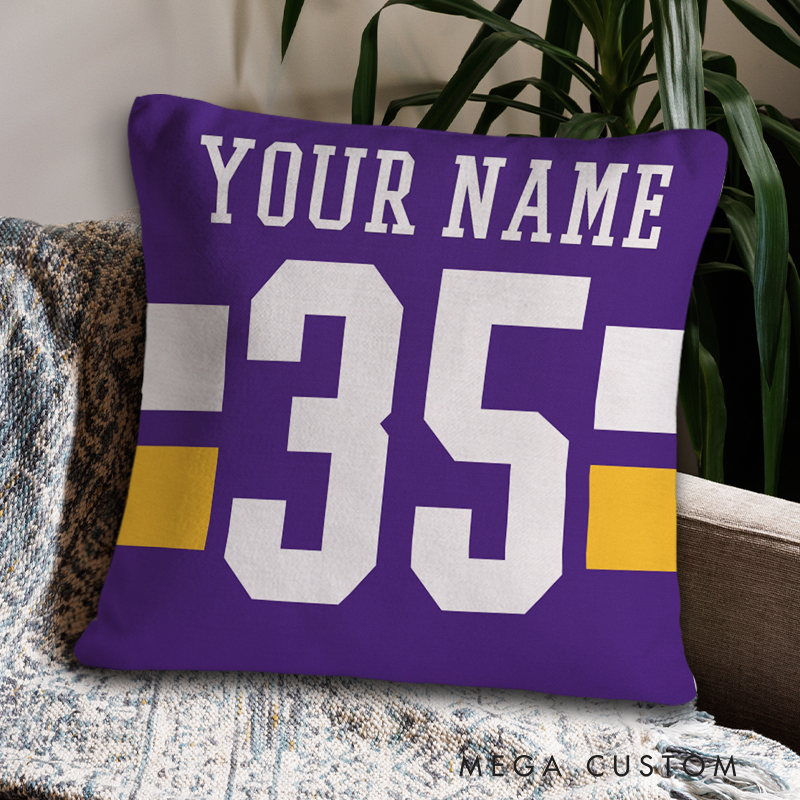 [Copy]Personalized American Football and Rugby Striped Design Pillow with Custom Name and Number